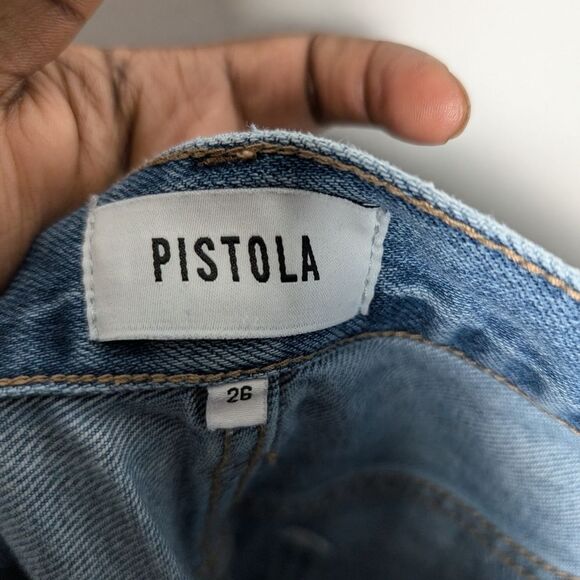 Pistola Jeans straight leg distressed knees light wash sz 26 - Picture 4 of 7